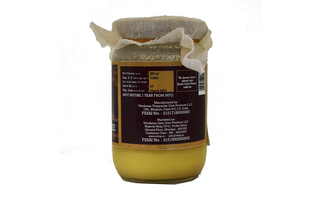 A2 Organics Desi Cow's Bilona Ghee    Glass Jar  250 millilitre